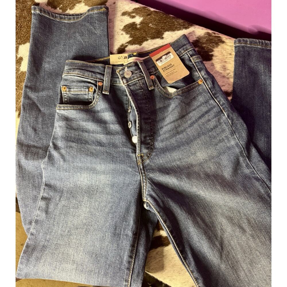 Levi Jeans Women Rib cage Straight Button Fly Size 24/32 - Picture 5 of 8
